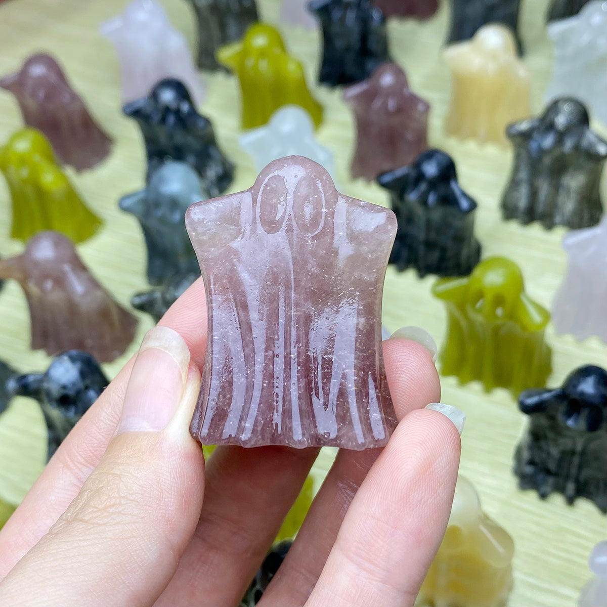 Natural Crystal Ghost Sculpture  Halloween