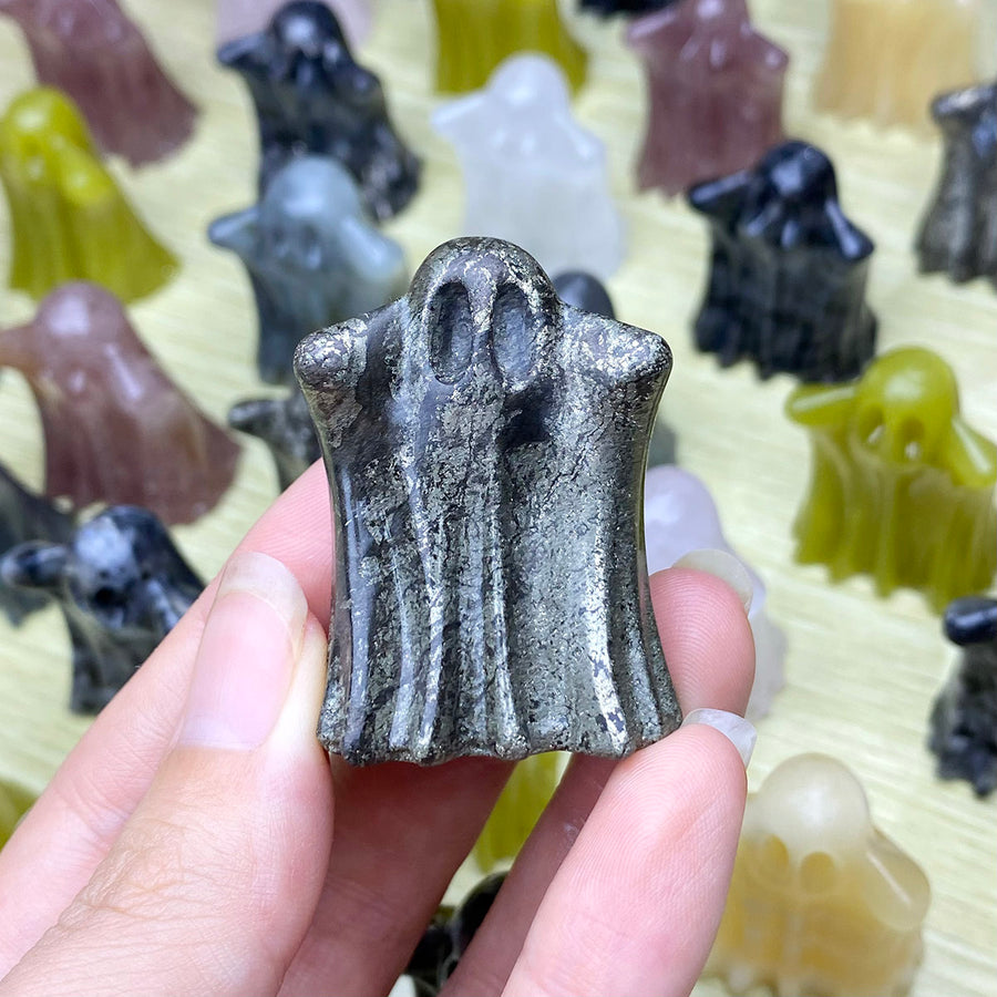 Natural Crystal Ghost Sculpture  Halloween