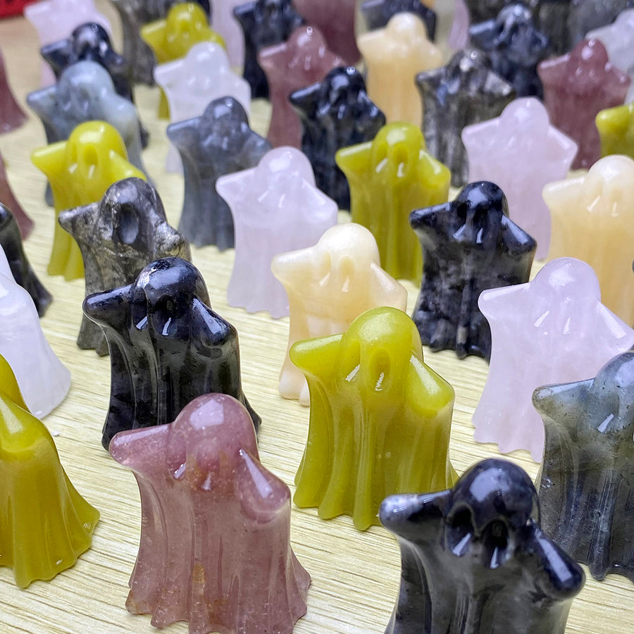 Natural Crystal Ghost Sculpture  Halloween