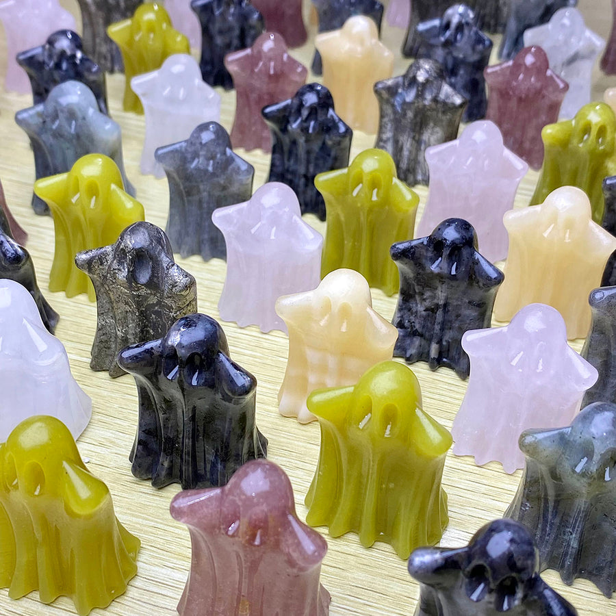 Natural Crystal Ghost Sculpture  Halloween