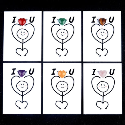 Natural crystal agate 15mm heart Fun card carving kid's couple's gift Home decoration