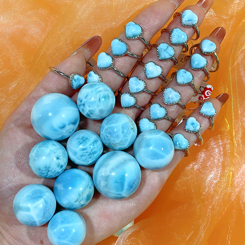 S925 Different Materials Rings (Ocean Jasper/Larimar/Blue Lace Agate)