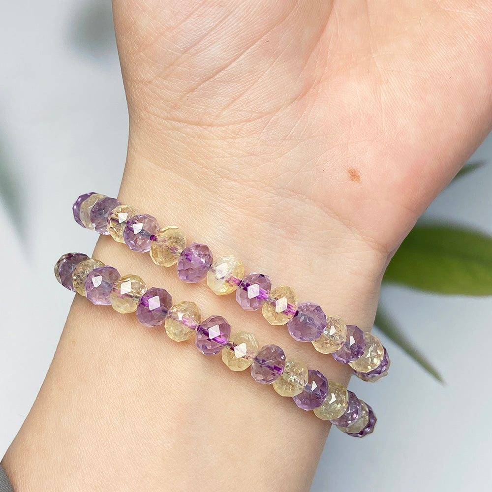 Amethyst With Citrine Beads Bracelet