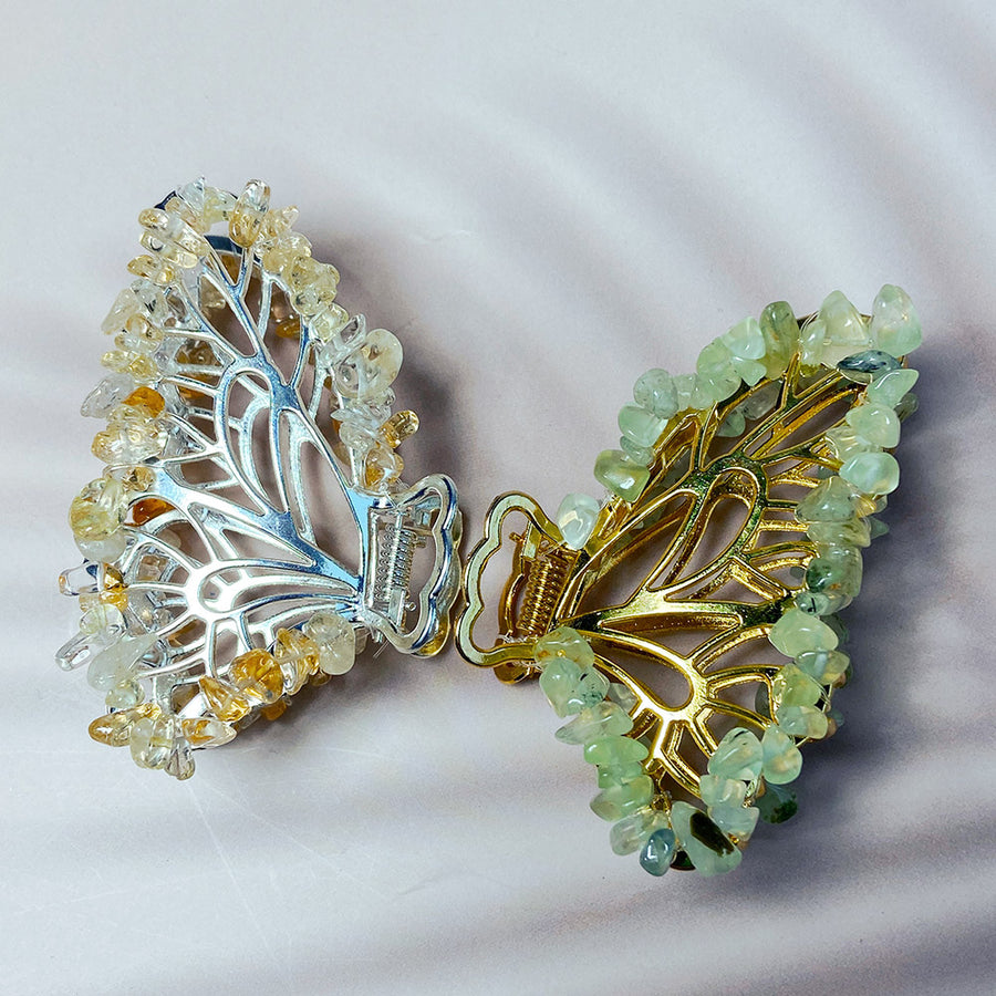 Crystal Chips Hair Clips Butterfly Shaped