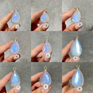 DIY  High Quality Double Flash Blue Moonstone Crystal Pendant