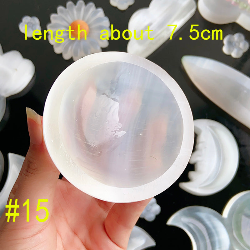 Selenite Carvings (flower & bowl & knife & mushroom)