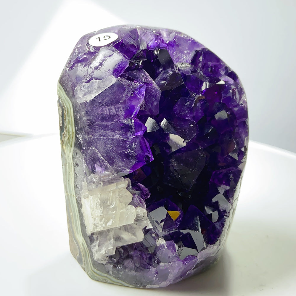 High Quality Amethyst Calcite Decoration Cluster Geode Free Form Ornaments