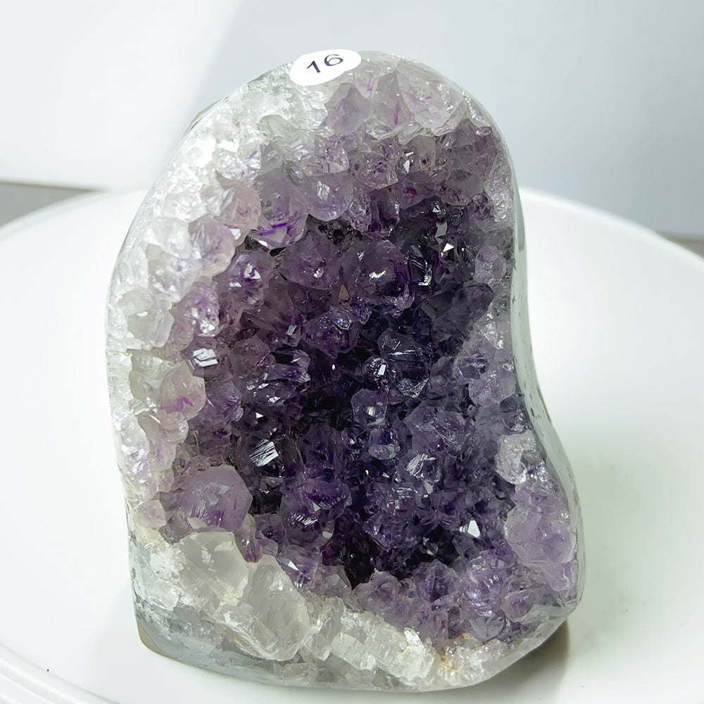 High Quality Amethyst Calcite Decoration Cluster Geode Free Form Ornaments
