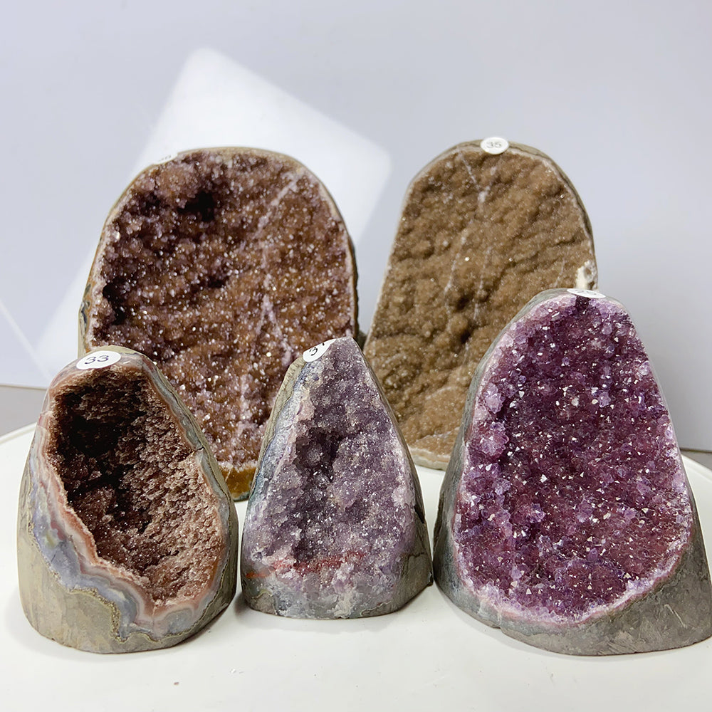 1PC Colourful Amethyst Cluster Geode Decoration Crystal Free Form Ornaments