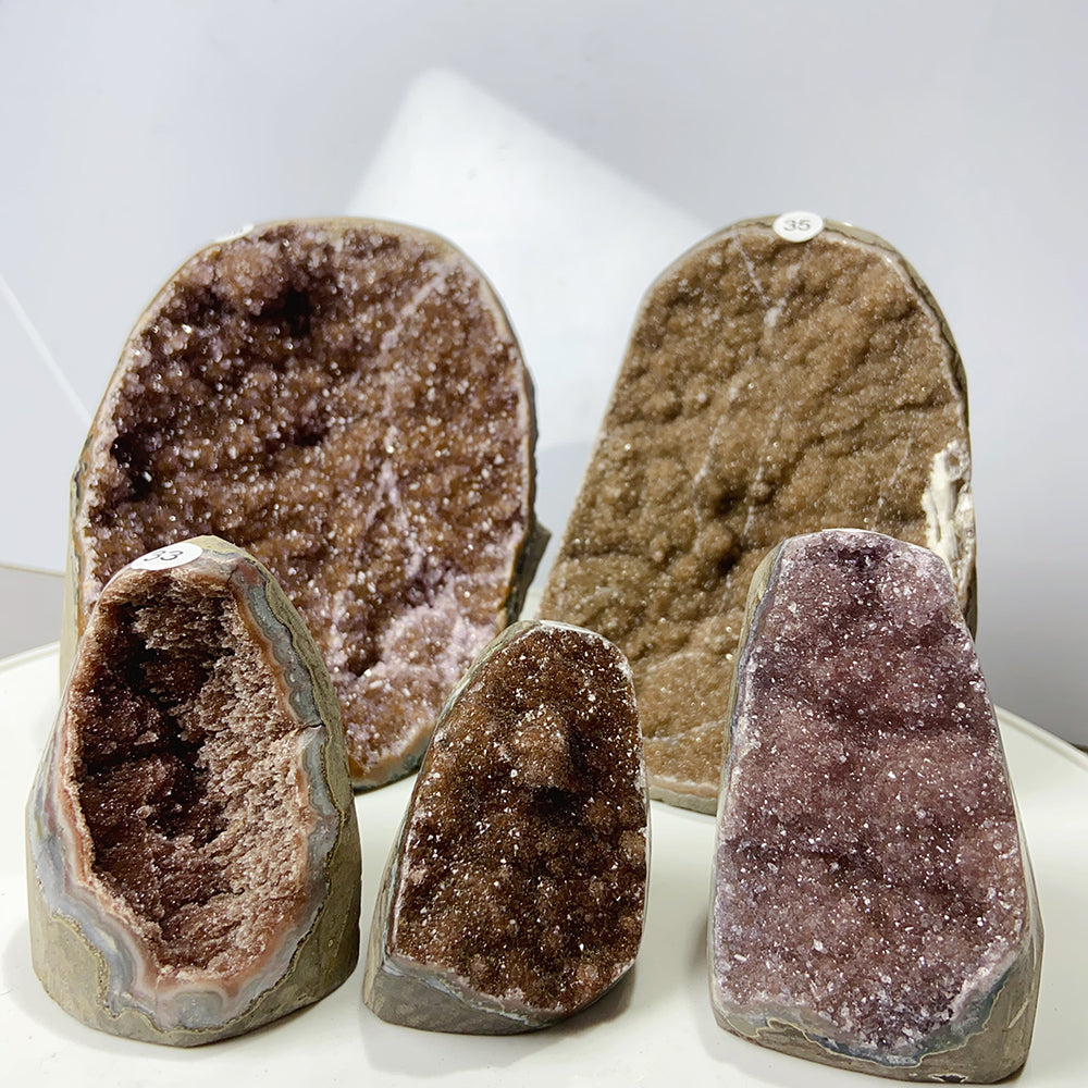 1PC Colourful Amethyst Cluster Geode Decoration Crystal Free Form Ornaments