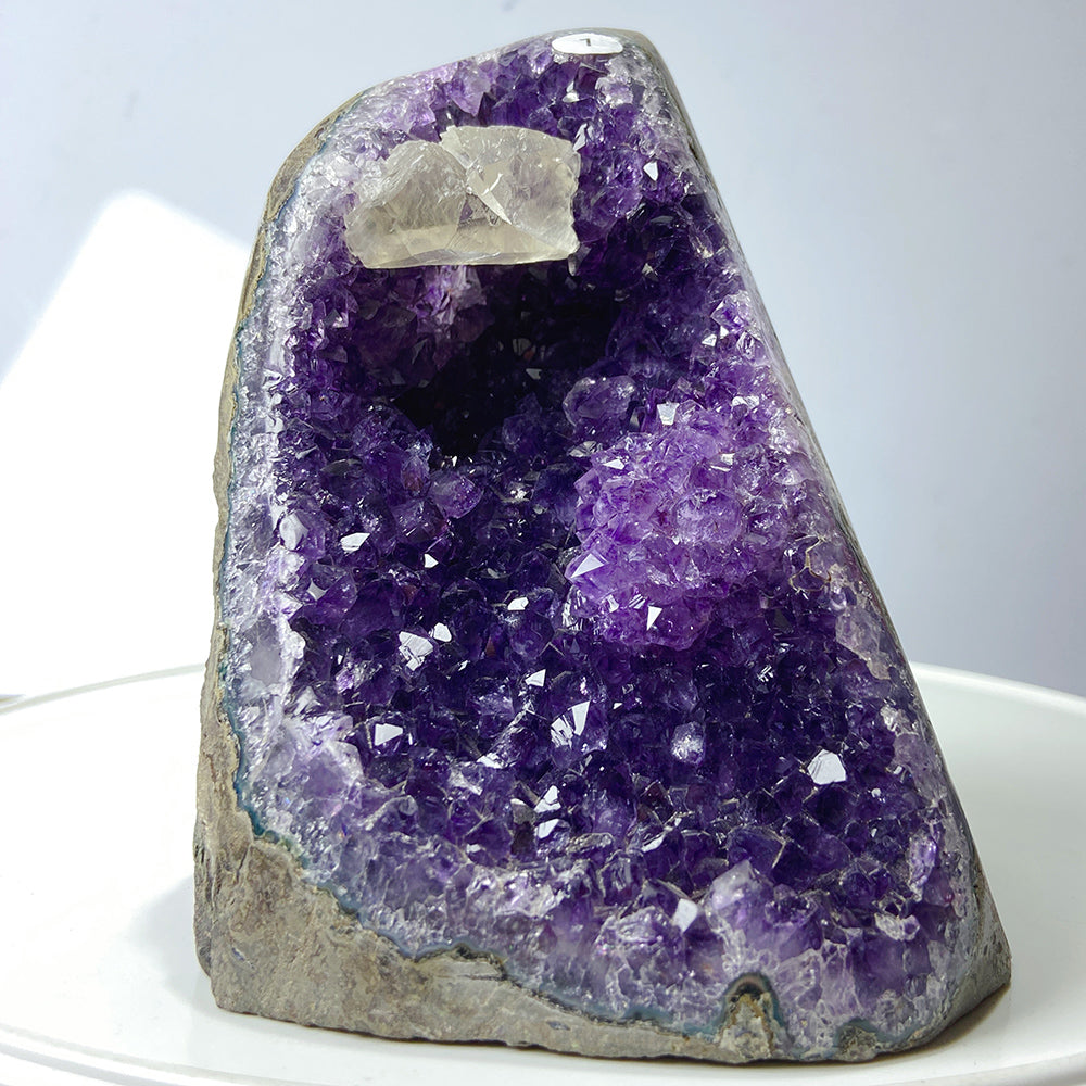 High Quality Amethyst Calcite Decoration Cluster Geode Free Form Ornaments