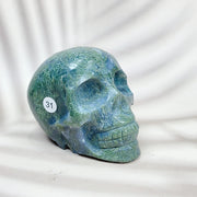 Green Moss Agate Carved Skulls Crystal