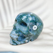 Green Moss Agate Carved Skulls Crystal