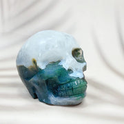 Green Moss Agate Carved Skulls Crystal