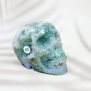 Green Moss Agate Carved Skulls Crystal