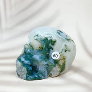 Green Moss Agate Carved Skulls Crystal
