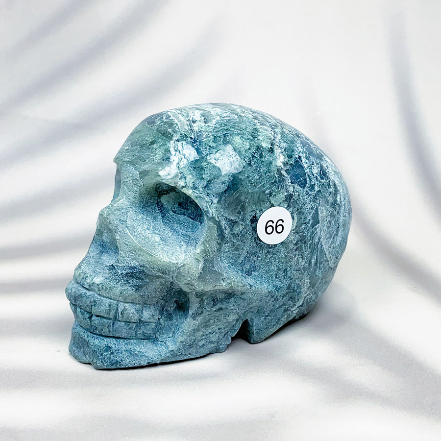 Green Moss Agate Carved Skulls Crystal