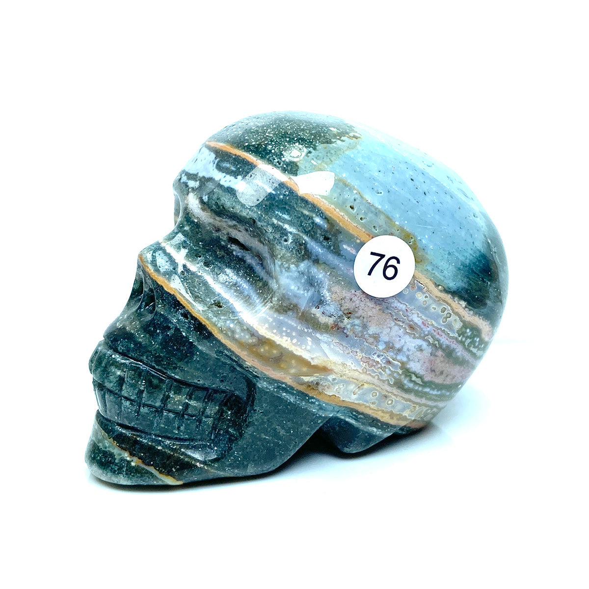 Ocean Jasper Skull Crystal Minerals Reiki Craft Energy Healing Meditation Spiritual Home Decoration