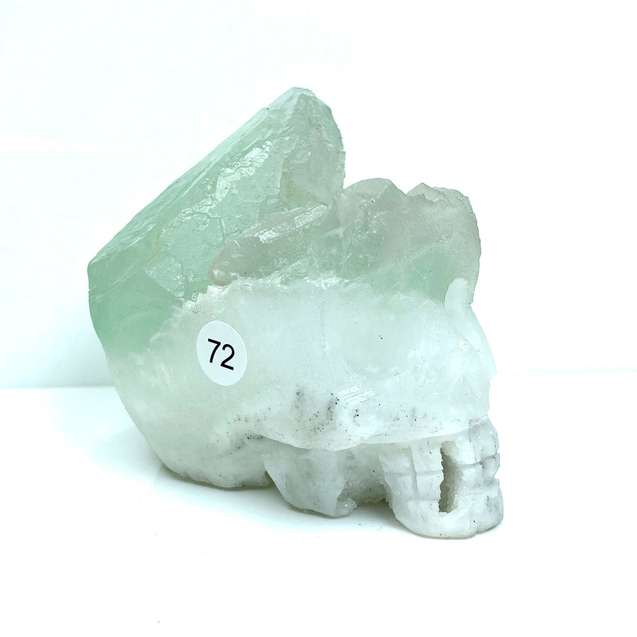 Fluorite Cluster  Carved Crystal Skull