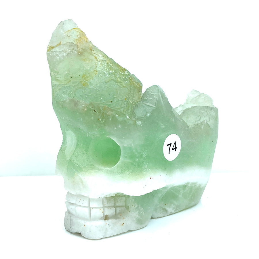 Fluorite Cluster  Carved Crystal Skull