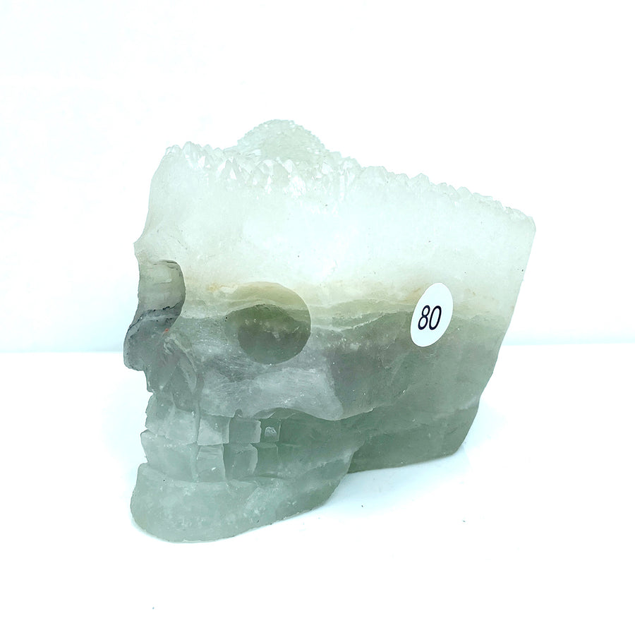 Fluorite Cluster  Carved Crystal Skull