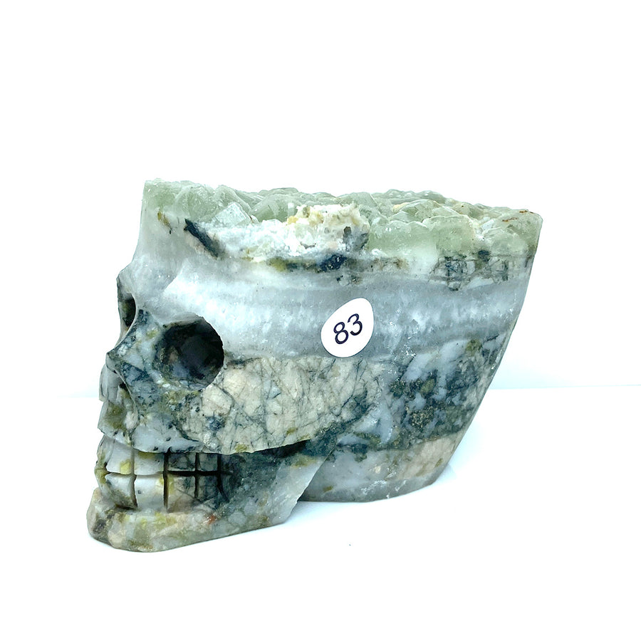 Fluorite Cluster  Carved Crystal Skull