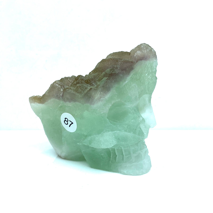 Fluorite Cluster  Carved Crystal Skull