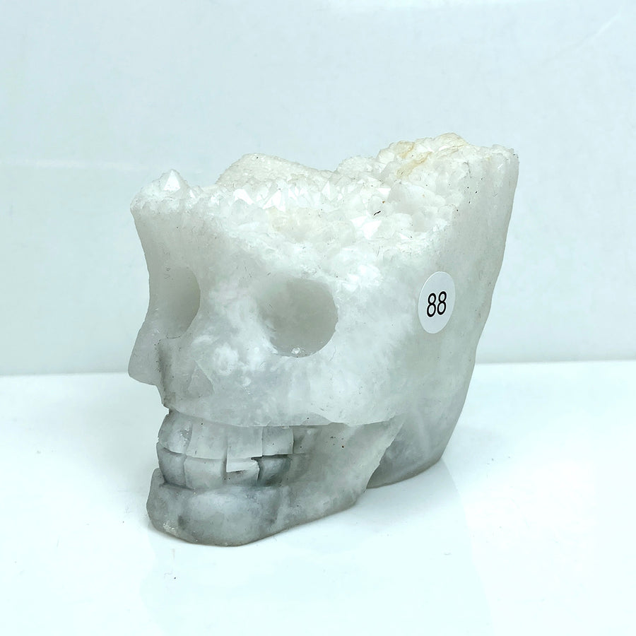 Fluorite Cluster  Carved Crystal Skull