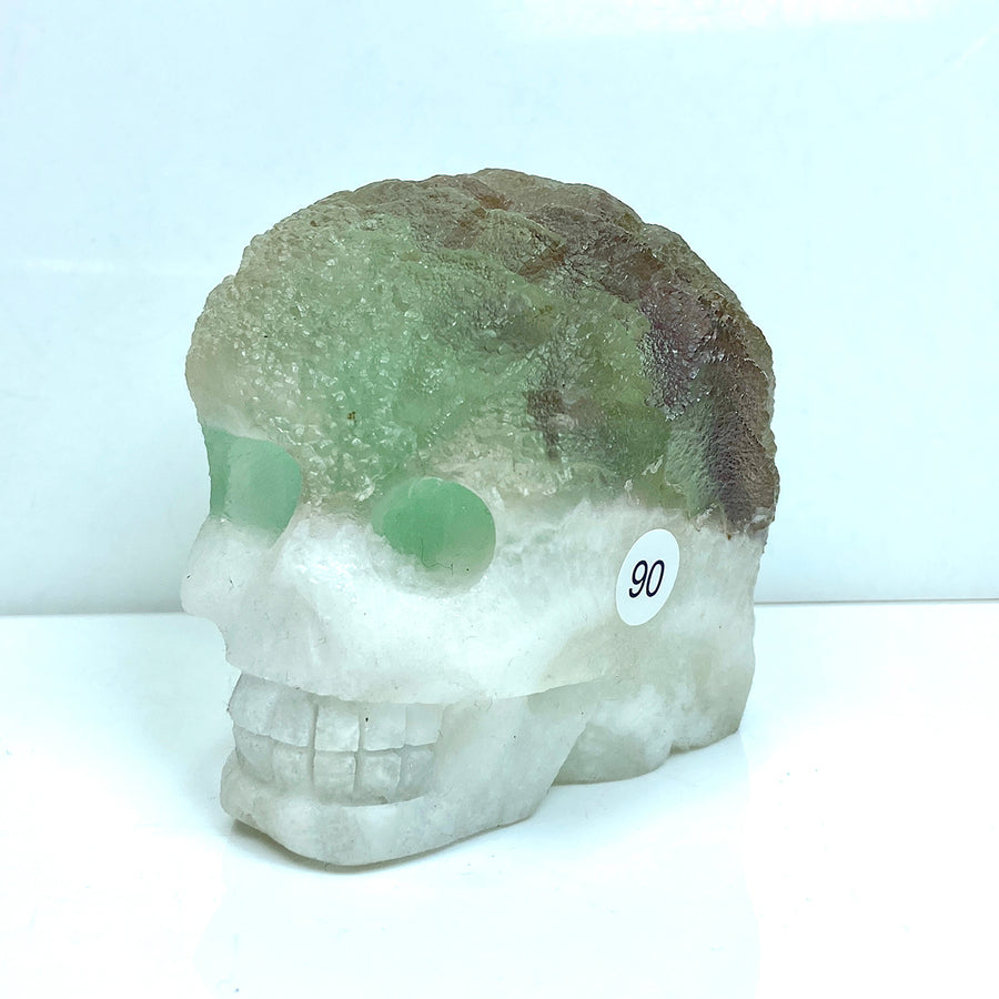 Fluorite Cluster  Carved Crystal Skull