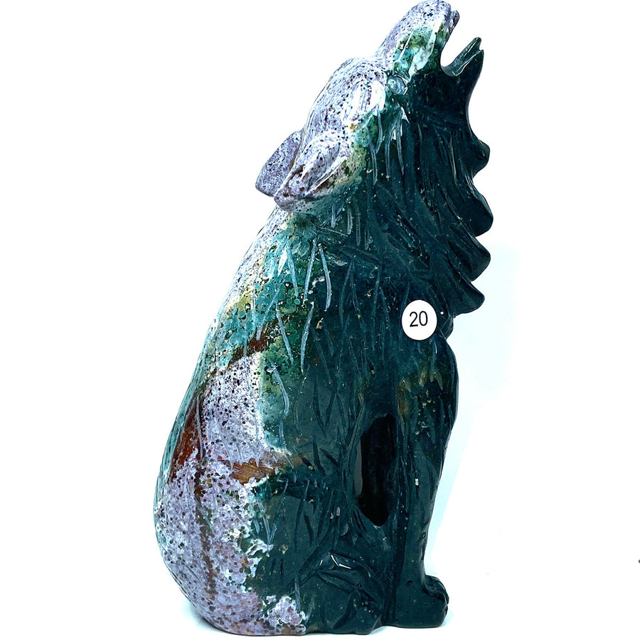 Ocean Jasper Crystal Carving Animal Wolf Elephant Owl