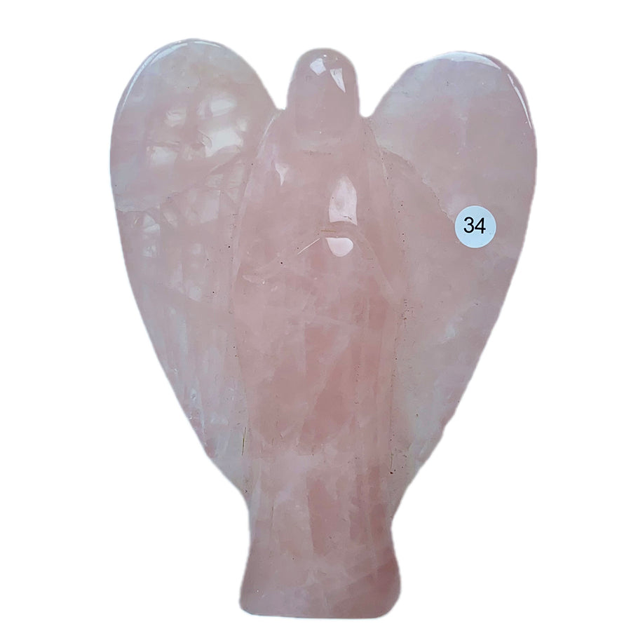 Crystal Angel Statue Hand Carved Rose Quartz  Model