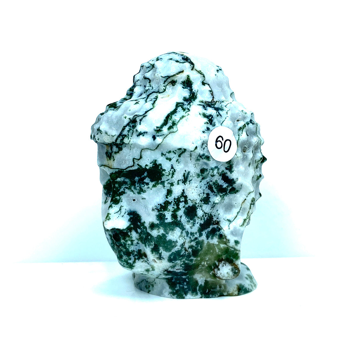 Crystal Moss Agate Buddha Head