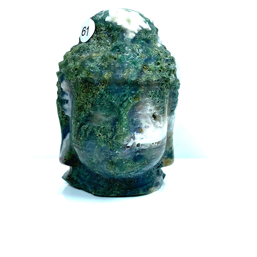 Crystal Moss Agate Buddha Head
