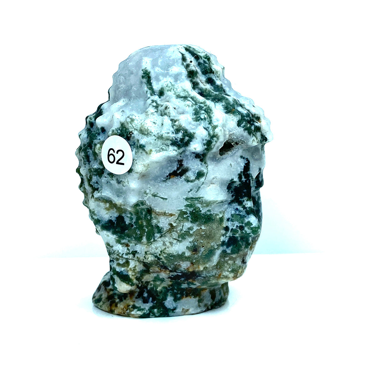 Crystal Moss Agate Buddha Head
