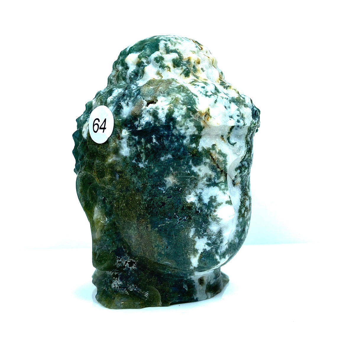 Crystal Moss Agate Buddha Head