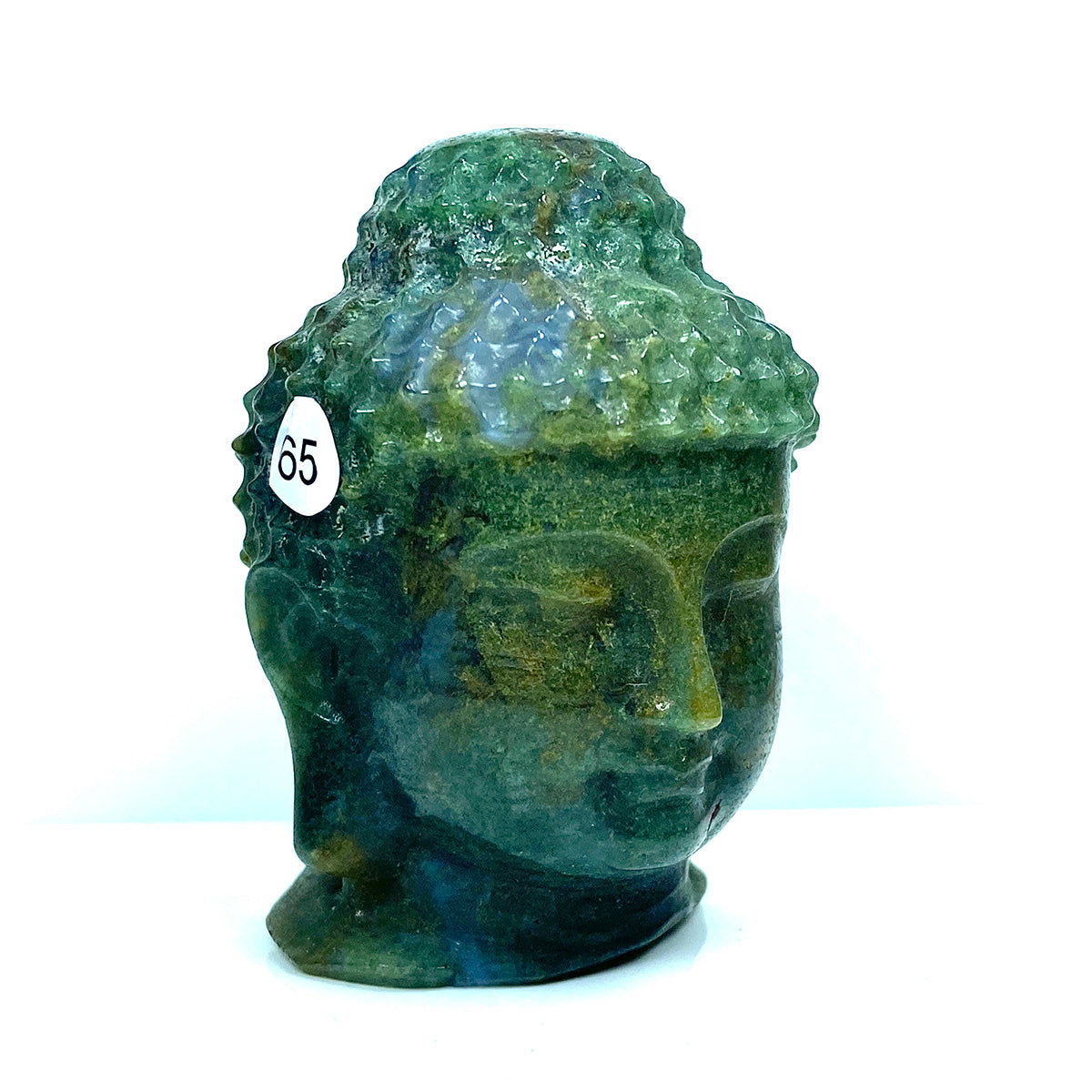 Crystal Moss Agate Buddha Head