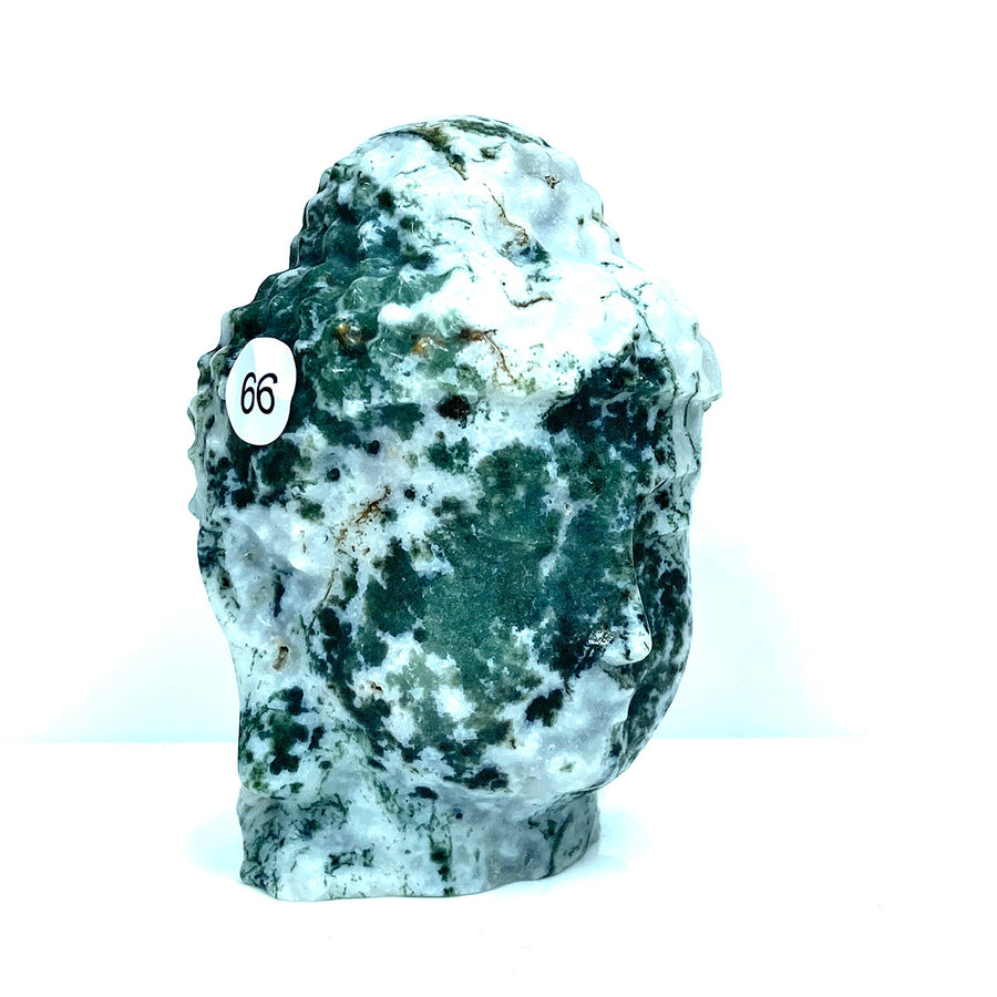 Crystal Moss Agate Buddha Head