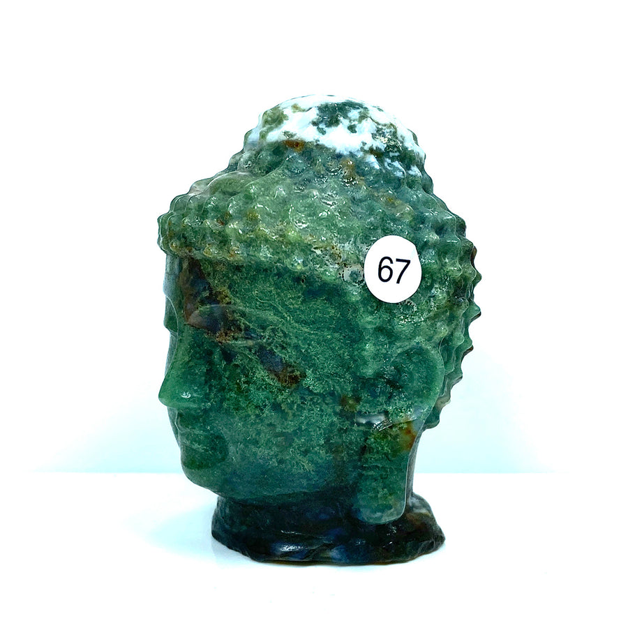 Crystal Moss Agate Buddha Head