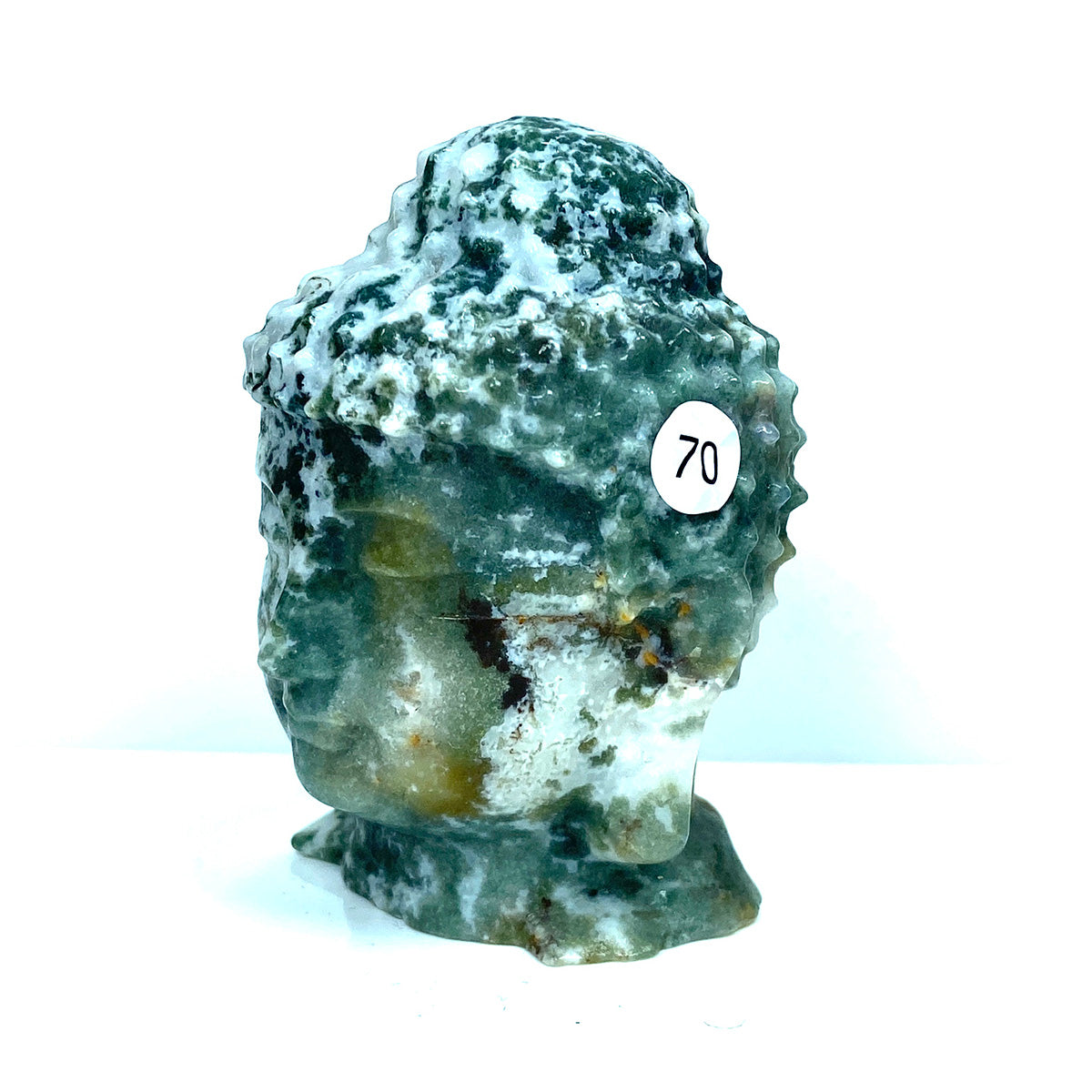 Crystal Moss Agate Buddha Head