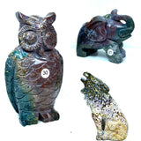Ocean Jasper Crystal Carving Animal Wolf Elephant Owl