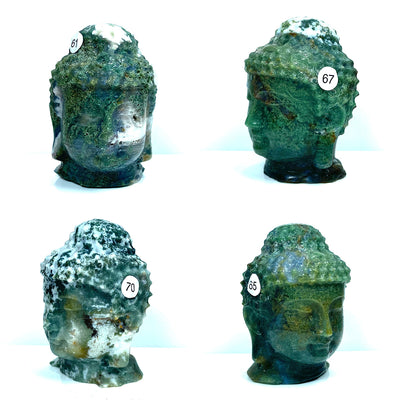 Crystal Moss Agate Buddha Head