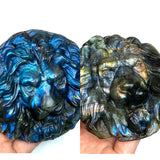 Labradorite Crystal Stone Carved Lion Animal Sculpture