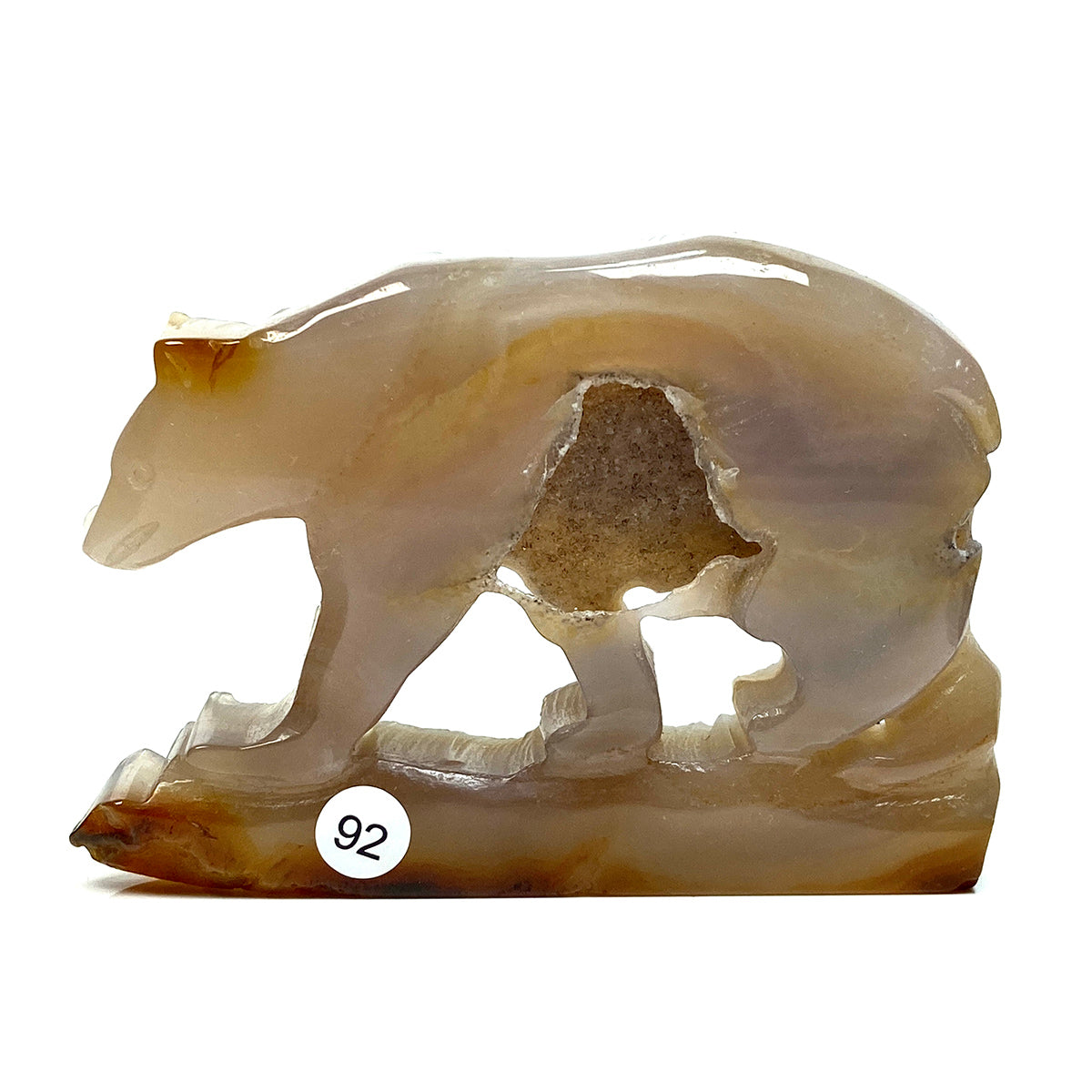 Druzy Agate Crystal Carving Wolf Bear Statue