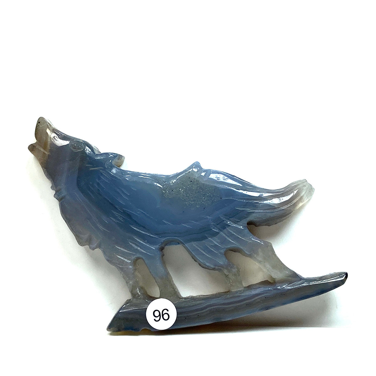 Druzy Agate Crystal Carving Wolf Bear Statue