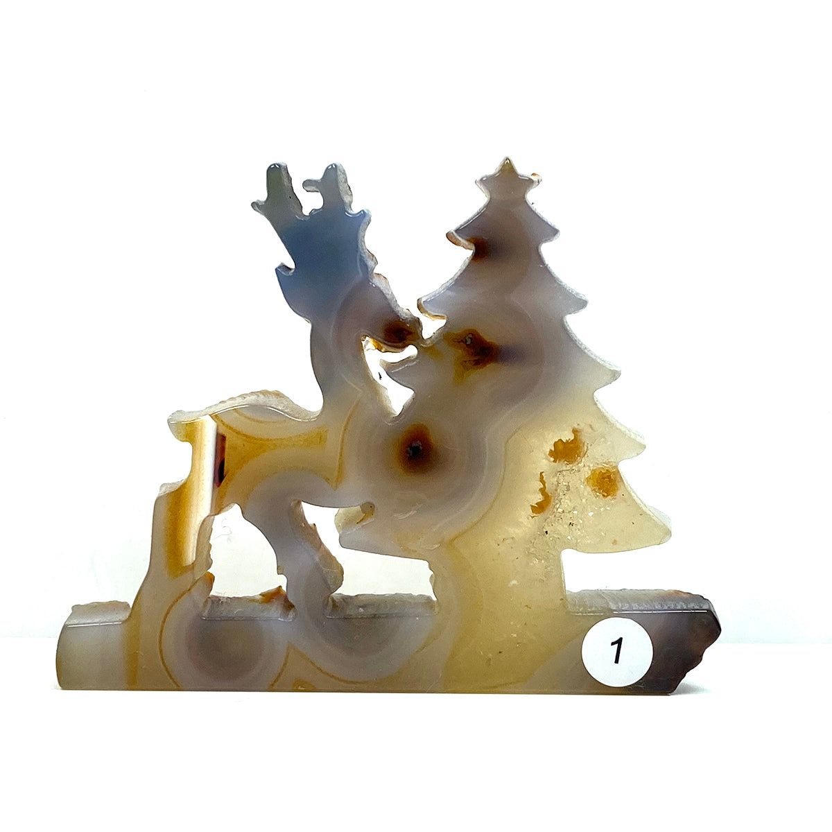 Christmas Druzy Agate Crystal Carving The Deer And The Christmas Tree
