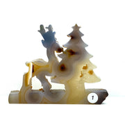 Christmas Druzy Agate Crystal Carving The Deer And The Christmas Tree
