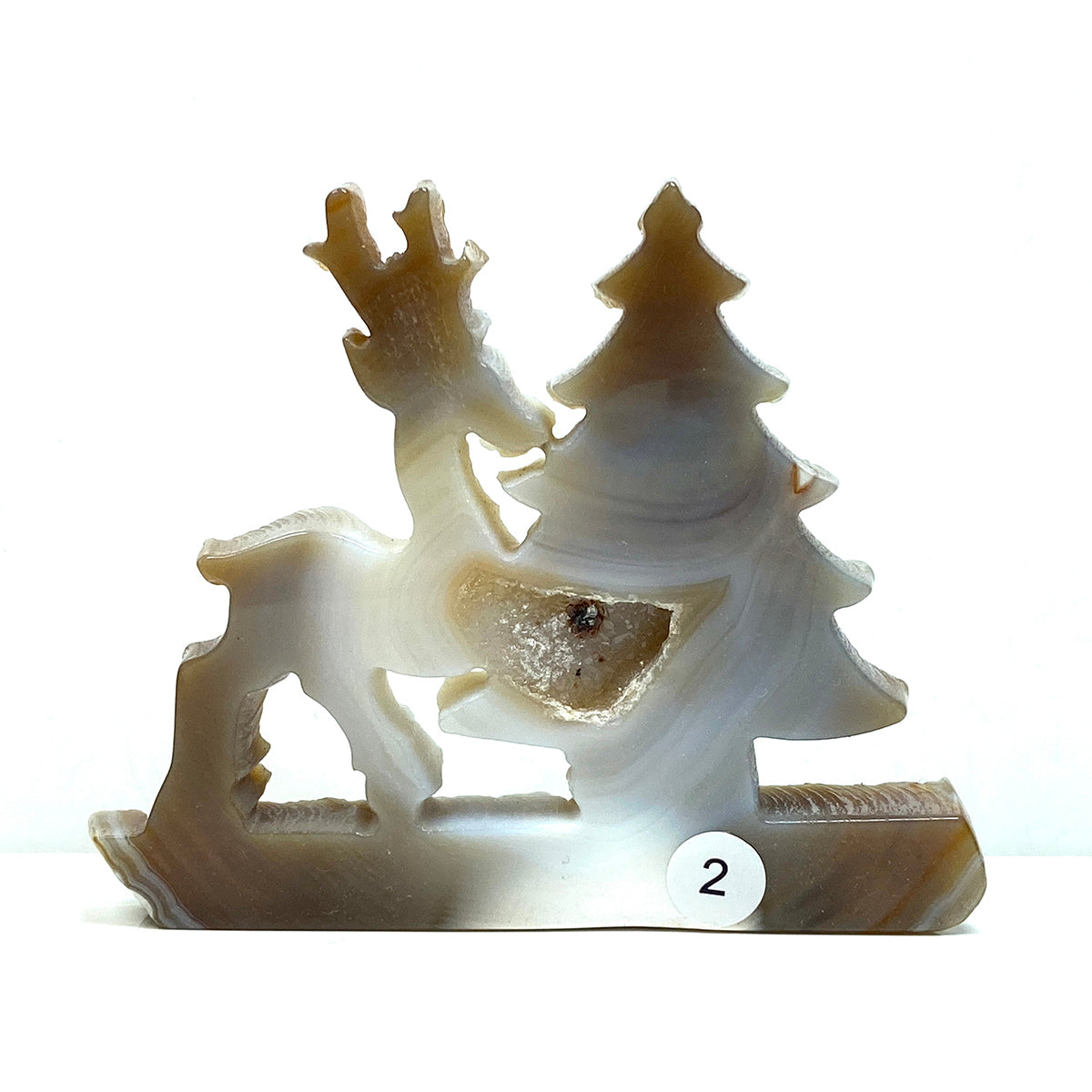 Christmas Druzy Agate Crystal Carving The Deer And The Christmas Tree