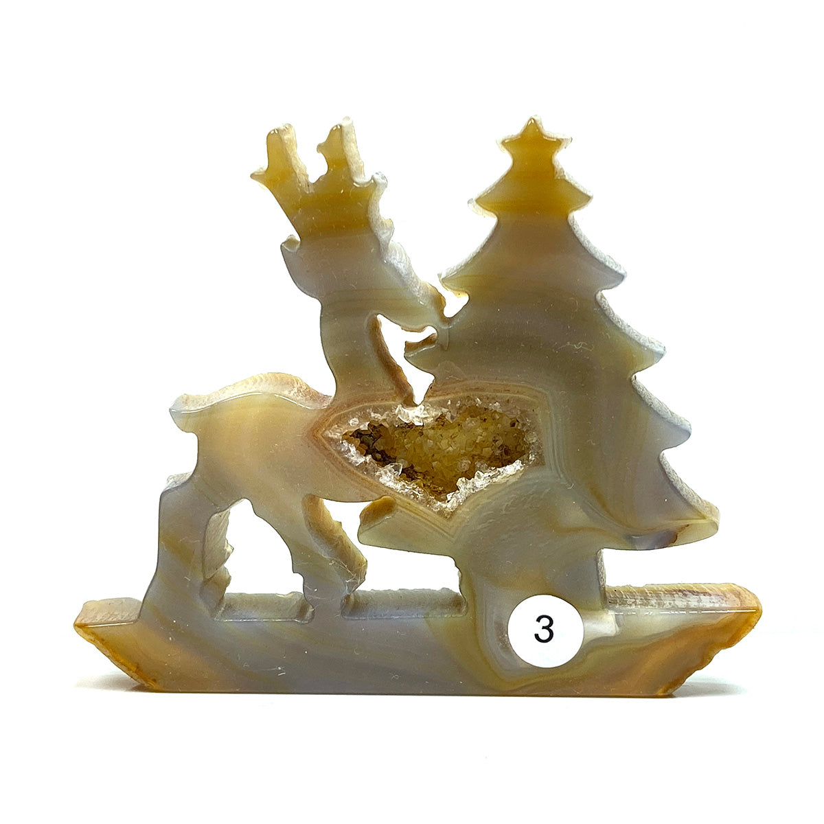 Christmas Druzy Agate Crystal Carving The Deer And The Christmas Tree