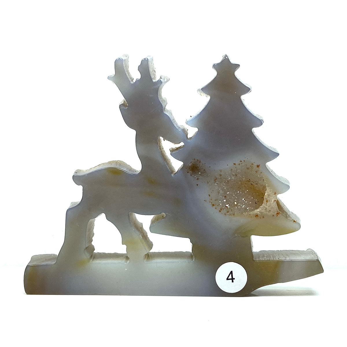 Christmas Druzy Agate Crystal Carving The Deer And The Christmas Tree