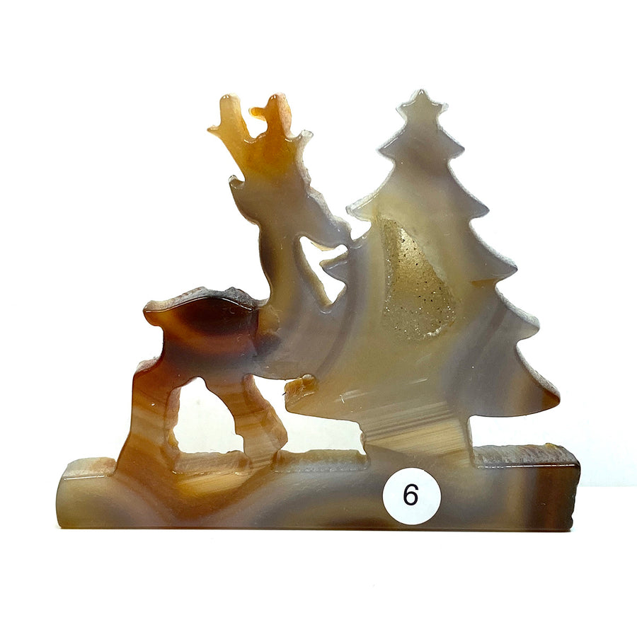 Christmas Druzy Agate Crystal Carving The Deer And The Christmas Tree